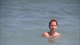 Nice beach amateur with huge tits