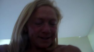 Hot wife is riding cock, buzzing her pleasure button and spunking again